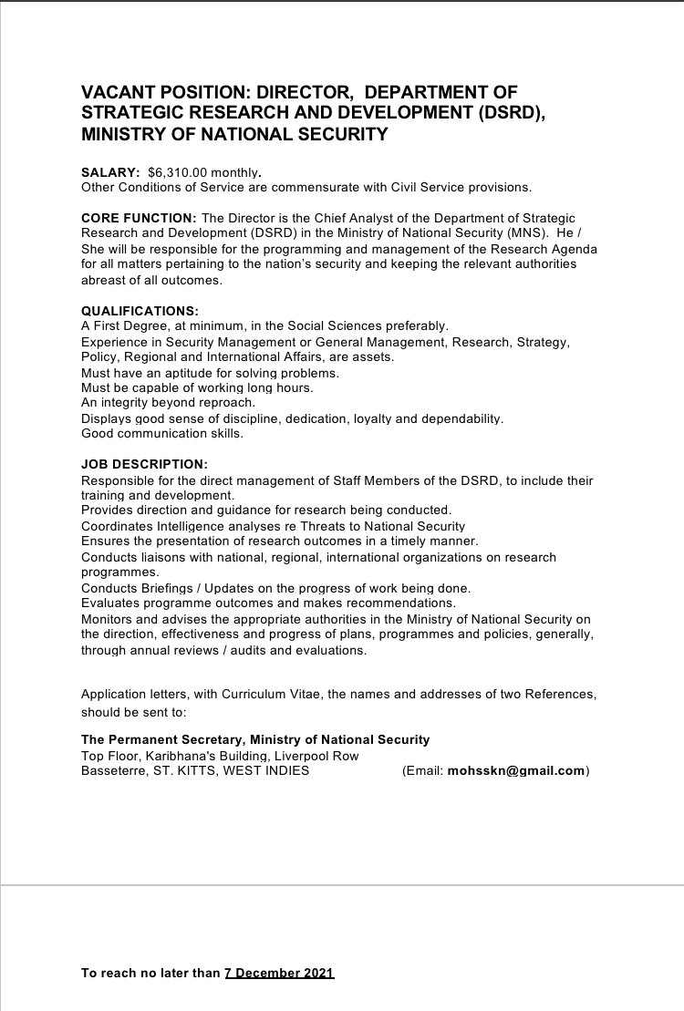 Vacant Position Notice