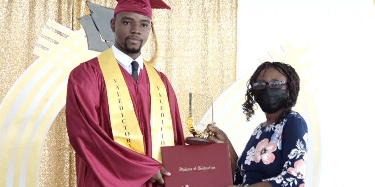 Nevis Sixth Form’s 2021 valedictorian Mr. Zyte Bodley urges fellow graduands to prioritise, give their best