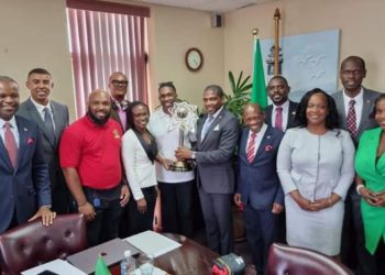 CABINET WELCOMES DWAYNE BRAVO AND THE 6IXTY CHAMPIONSHIP TROPHY