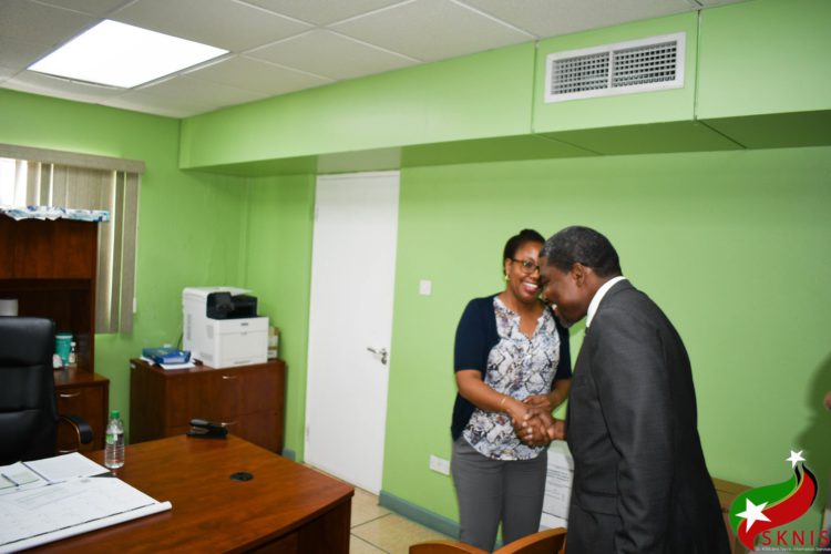 PRIME MINISTER DREW WARMLY GREETS STAFF ON FAMILIARIZATION TOUR OF GOVERNMENT HEADQUARTERS