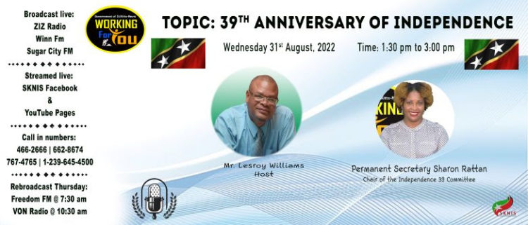 CHAIR OF THE INDEPENDENCE 39 COMMITTEE IS SPECIAL GUEST ON WORKING FOR YOU ON WEDNESDAY, AUGUST 31