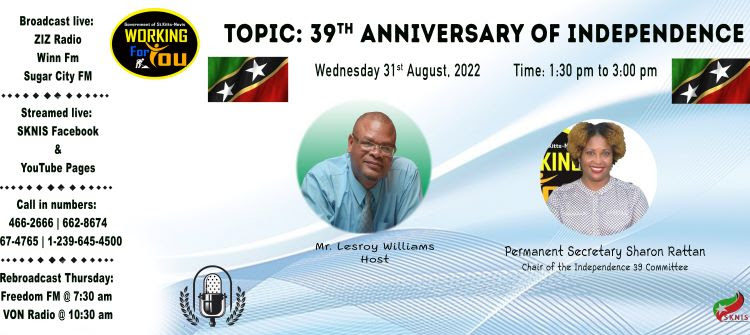 CHAIR OF THE INDEPENDENCE 39 COMMITTEE IS SPECIAL GUEST ON WORKING FOR YOU ON WEDNESDAY, AUGUST 31