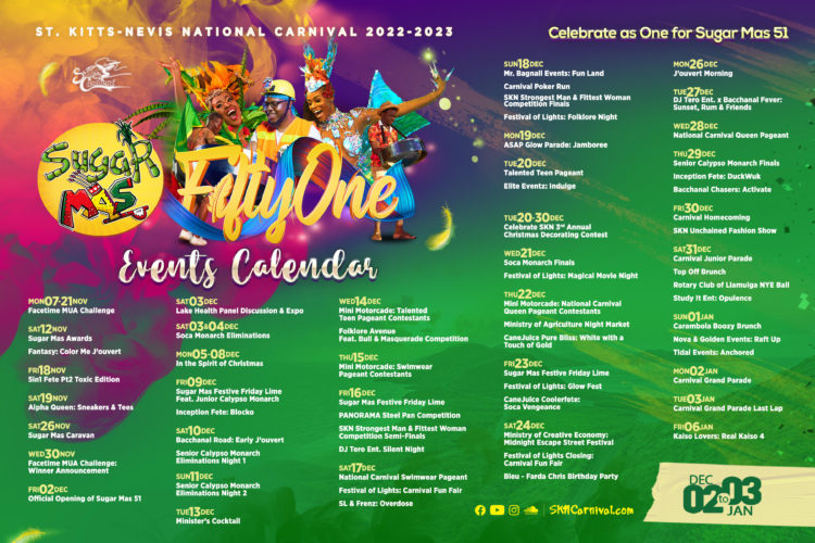 Sugar Mas 51 Official Events Calendar