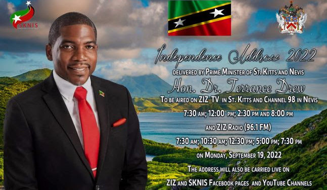 PRIME MINISTER HON. DR. TERRANCE DREW TO GIVE NATIONAL ADDRESS ON INDEPENDENCE DAY