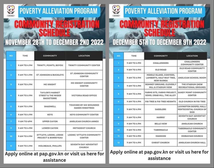 NEW REGISTRATION PROCESS FOR THE POVERTY ALLEVIATION PROGRAMME BEGINS – ALL PREVIOUS BENEFICIARIES MUST REAPPLY