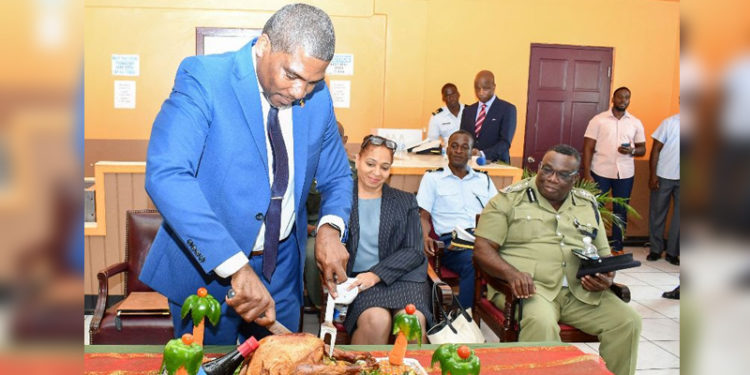 PM DR. DREW JOINS DEFENCE FORCE SOLDIERS FOR THEIR ANNUAL CHRISTMAS LUNCHEON AND THANKS THEM FOR THEIR DEDICATED SERVICE