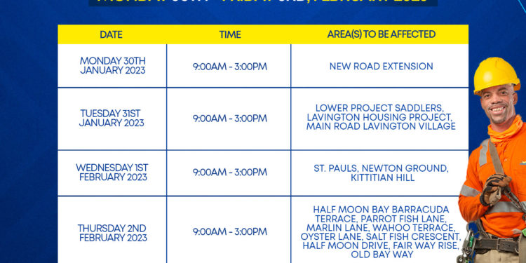 SCHEDULED MAINTENANCE OUTAGES FOR JAN 30TH– FEB 3RD 2023 