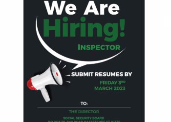 SOCIAL SECURITY BOARD VACANCY: INSPECTOR AT THE HEAD OFFICE, ST. KITTS