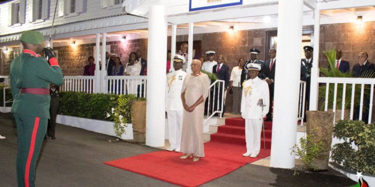 RECENTLY INSTALLED GOVERNOR-GENERAL OF ST. CHRISTOPHER AND NEVIS SALUTES STERLING SERVICE OF SKNDF PERSONNEL
