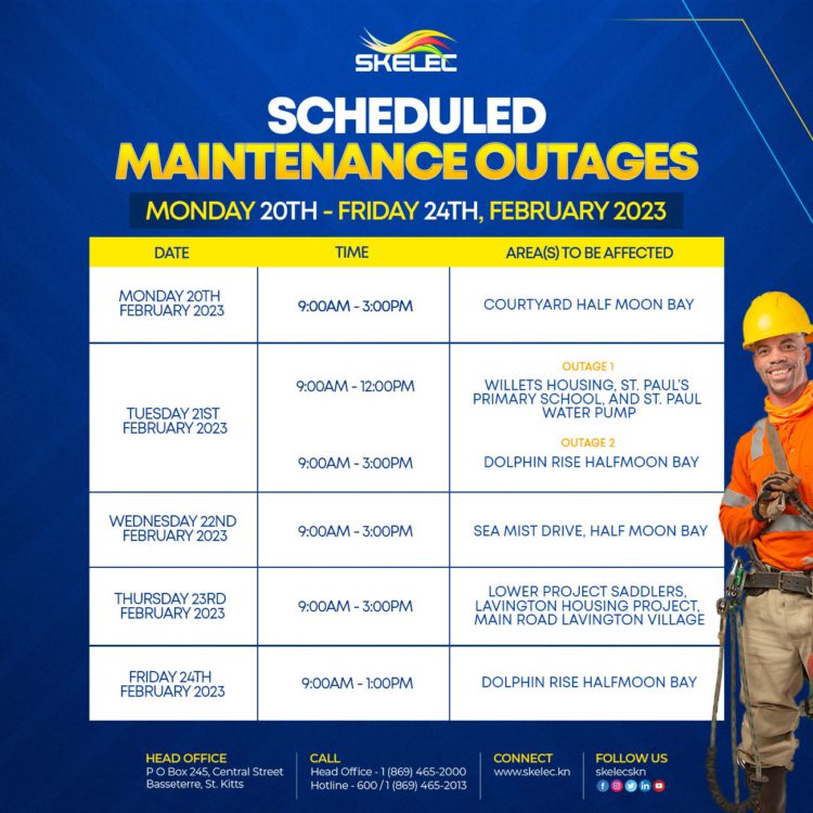 SCHEDULED MAINTENANCE OUTAGES FOR 20th- 24th FEBRUARY