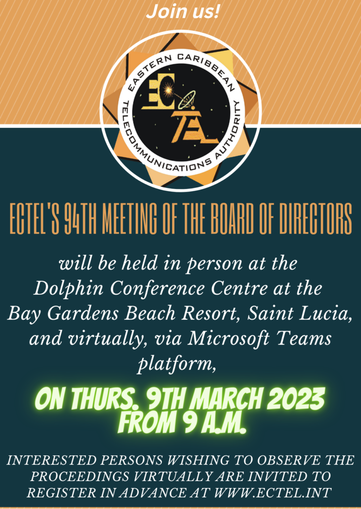 ECTEL Prepares to Stage its94 th Board of Directors Meeting in Saint Lucia