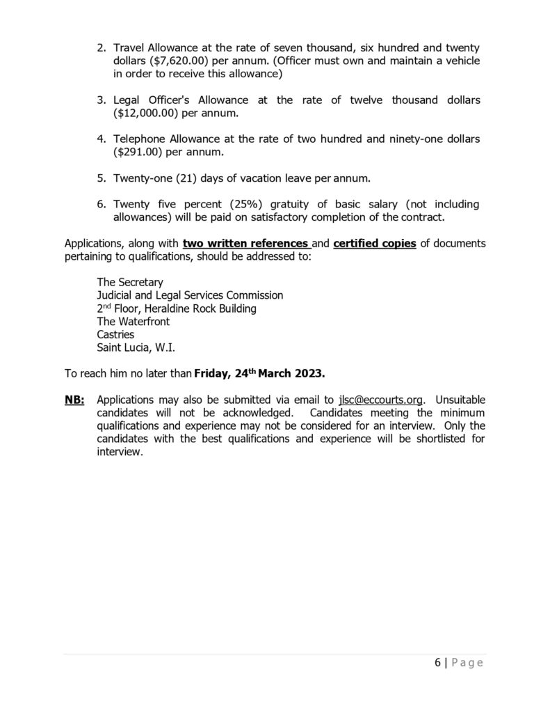 Vacancy Notice Legal Officer I Supreme Court Registry, SLU