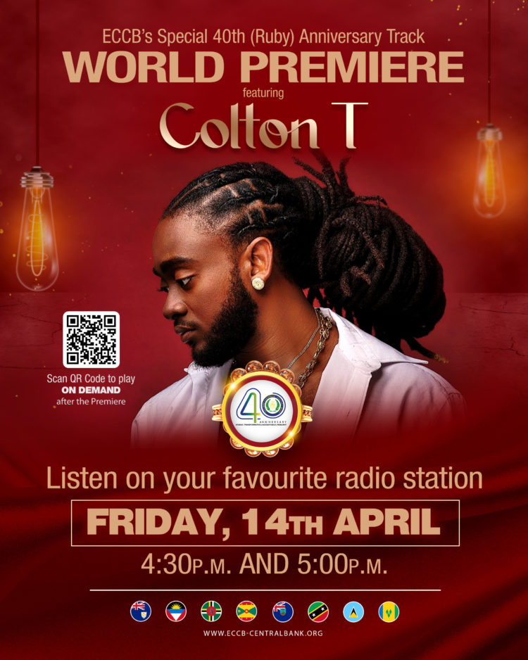 You are invited to listen to the World Premiere Launch of the ECCB’s Special 40th (Ruby) Anniversary Track featuring Colton T