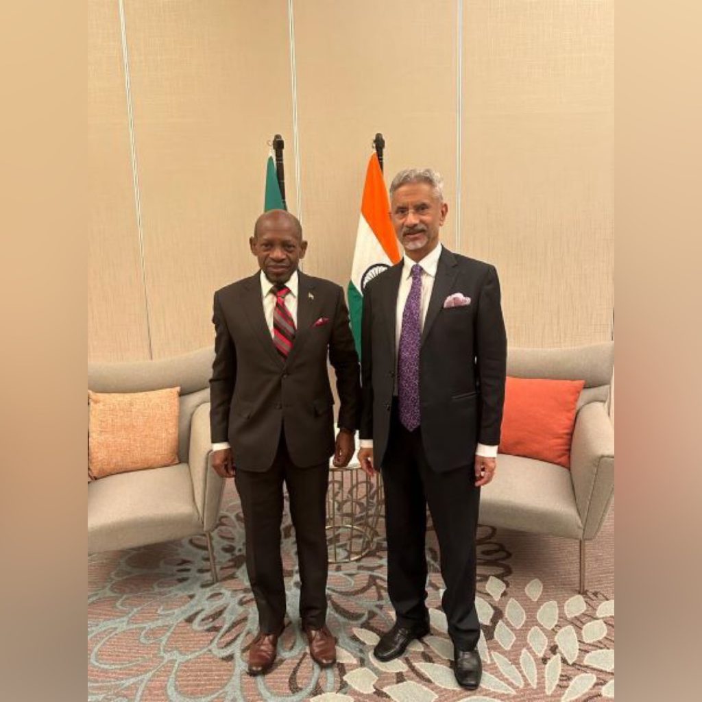 Bilateral Meeting held between Rt. Hon. Dr. Denzil Douglas -Min of Foreign Affairs of Saint Kitts and Nevis and Dr. S. Jaishankar -Min. External Affairs- India