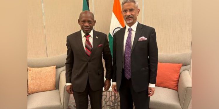 Bilateral Meeting held between Rt. Hon. Dr. Denzil Douglas -Min of Foreign Affairs of Saint Kitts and Nevis and Dr. S. Jaishankar -Min. External Affairs- India