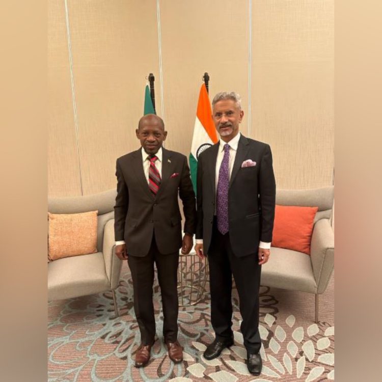 Bilateral Meeting held between Rt. Hon. Dr. Denzil Douglas -Min of Foreign Affairs of Saint Kitts and Nevis and Dr. S. Jaishankar -Min. External Affairs- India