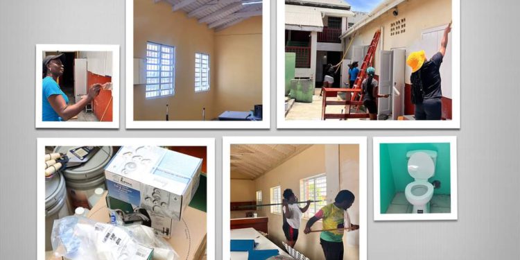 St. Christopher & Nevis Social Security Board Launches Community Outreach Project to Rehabilitate Cotton Thomas Comprehensive School’s Long Room.