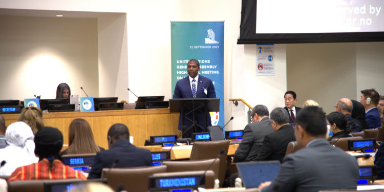 Prime Minister of Saint Kitts and Nevis, Hon. Dr. Terrance Drew, Champions Universal Health Coverage at High-Level Meeting