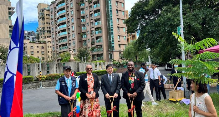 Saint Kitts and Nevis’ Governor General Dame Marcella Liburd plants Poinciana in Taiwan