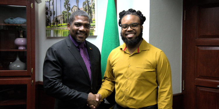 Prime Minister Drew Honours UWI Valedictorian, Mr. Kiandre Weekes with Scholarship