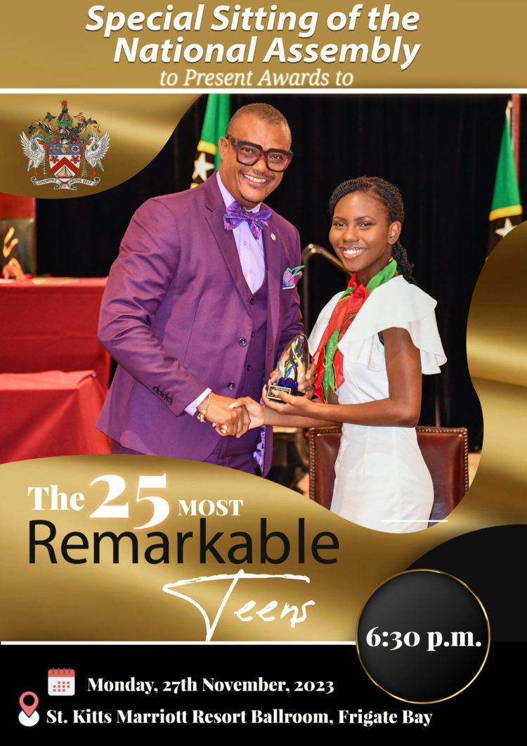 NATIONAL ASSEMBLY MEETS FOR A SPECIAL SITTING TO AWARD THE 25 MOST REMARKABLE TEENS ON MONDAY, NOVEMBER 27