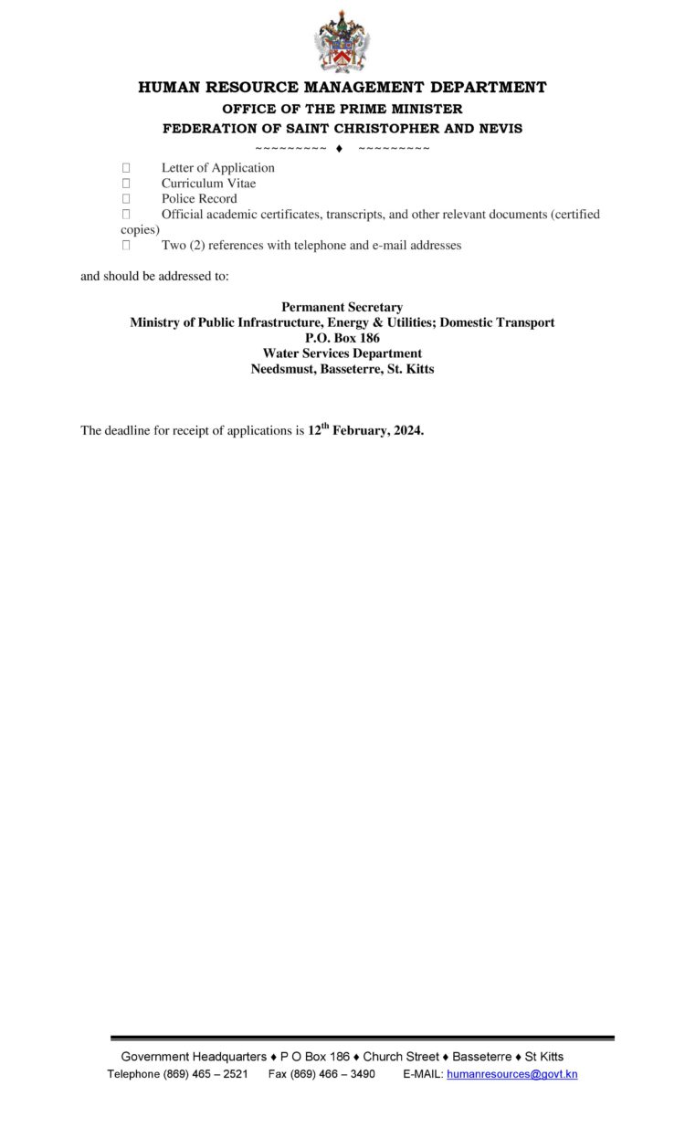 VACANCY NOTICE – ASSISTANT CUSTOMER SERVICE MANAGER