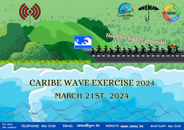 CARIBE WAVE save the date poster SKNIS