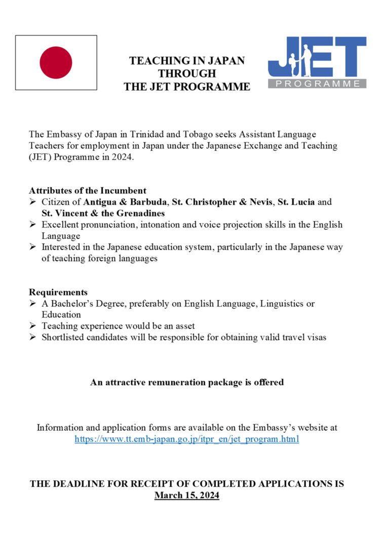 Japan Exchange and Teaching (JET) Programme – Extension of Deadline