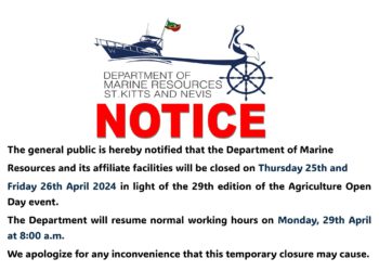 NOTICE OF TEMPORARY CLOSURE OF DEPT OF MARINE RESOURCES DUE TO 29TH EDITION OF AGRICULTURE OPEN DAY