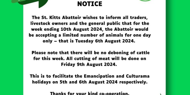 ST KITTS ABATTOIR CLOSURE NOTICE