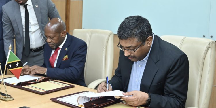The Minister of Foreign Affairs, the Rt. Hon. Dr. Denzil Douglas, Signs Two Memoranda of Understanding During Official Visit to India