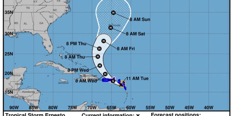TROPICAL STORM ERNESTO CONTINUES TO STRENGTHEN AND APPROACH ST. KITTS AND NEVIS; RESIDENTS ADVISED TO REMAIN ALERT