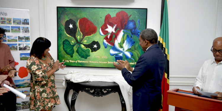 Prime Minister Drew Unveils Commemorative Painting Celebrating 30 Years of SKN-Cuba Diplomatic Relations