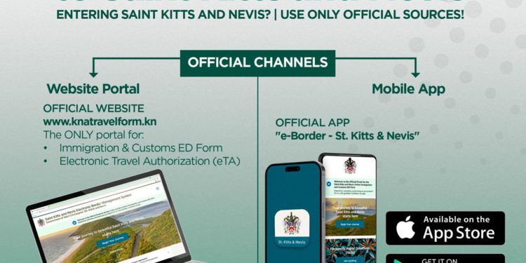 GOVERNMENT OF SAINT KITTS AND NEVIS WARNS AGAINST UNOFFICIAL TRAVEL AUTHORISATION SITES: ENTRY DOCUMENTATION MAY ONLY BE OBTAINED THROUGH OFFICIAL CHANNELS