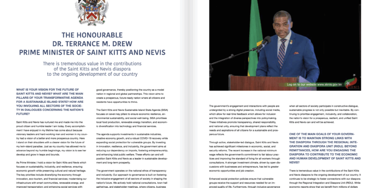 Diplomatic World Magazine Shines Spotlight on PM Drew’s Bold Vision for St. Kitts and Nevis