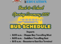 PUBLIC SERVICE ANNOUNCEMENT:BACK TO SCHOOL OPENING CEREMONY BUS SCHEDULE