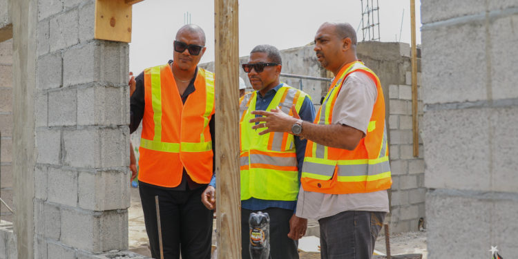 PRIME MINISTER DREW AND DEPUTY PRIME MINISTER HANLEY TOUR RECONSTRUCTION SITE OF JOSHUA OBADIAH WILLIAMS PRIMARY SCHOOL