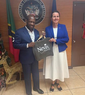 Newly appointed Ambassador of the European Union toSaint Kitts and Nevis, Her Excellency, Fiona Ramsey, pays courtesy call on Minister of Foreign Affairs, the Rt. Honourable Denzil Douglas