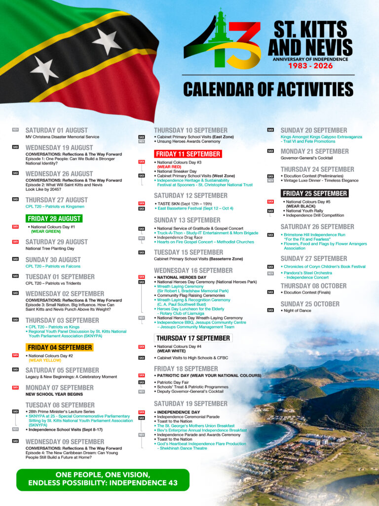 INDEPENDENCE 43 CALENDAR OF ACTIVITIES LAUNCHED, CELEBRATING 43 YEARS OF NATIONHOOD